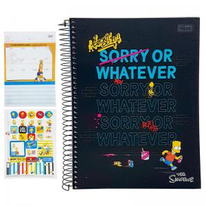 Caderno 10X1 160 Folhas Bolsa e Adesivo Simpsons - Tilibra