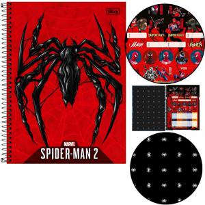 Caderno 10X1 160 Folhas Bolsa e Adesivo Spider-Man - Tilibra