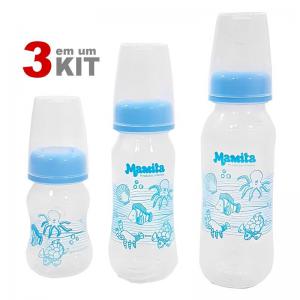 Mamadeira Mamita Kit com 3 Peças Azul 80/150/240Ml - Mamita