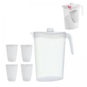 Conjunto Jarra 1800Ml e Copos 200Ml Keita, Branco e Vermelho