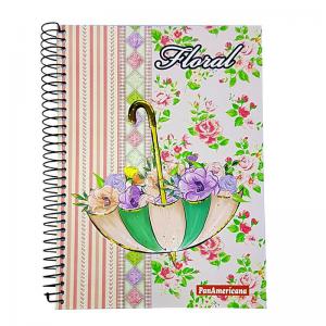 Caderno Floral 240 Folhas Espiral Panamericana