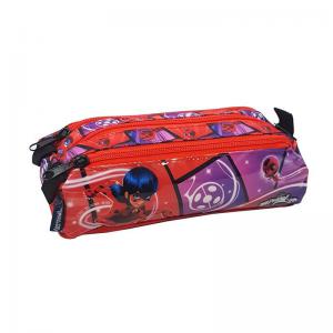 Estojo Escolar Soft C/3 Zipers Miraculous 7X24X10Cm - Dermiwil