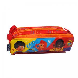 Estojo Escolar Soft C/2 Zipers 3 Palavrinhas Laranja 7X24X10Cm - Dermiwil