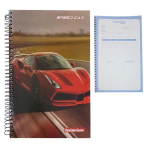 Caderno Espiral Capa Dura Carro Speed 240 Folhas