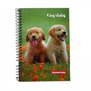 Caderno Espiral Capa Dura Cães Gatos 12 Matérias