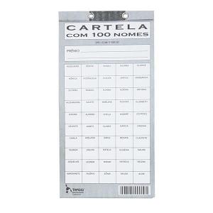 Cartela de Rifa 100 Nomes Papel Tamoio - Eventos