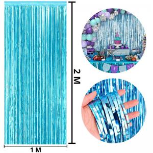 Cortina Painel Fita Metalizado  Azul Claro 2Mtx1Mt