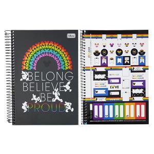 Caderno 10X1 160 Folhas Bolsa e Adesivo Mickey Rainbow Unidade - Tilibra