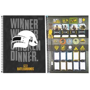 Caderno 1X1 80 Folhas Bolsa e Adesivo Pubg Battegrounds - Tilibra