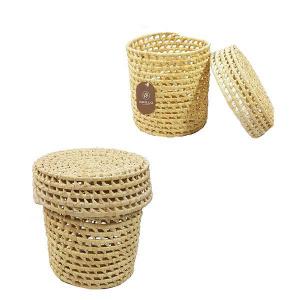 Cesta Fibra Natural Redonda com Tampa 21Cm Grande - Grillo