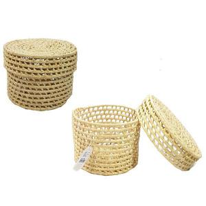 Cesta Fibra Natural Redonda com Tampa 15Cm Média - Grillo