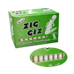 Giz Escolar Branco Plastificado Caixa com 50 Unidades - Zig Giz