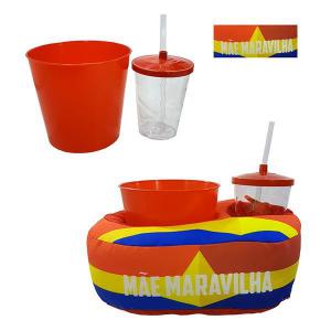Almofada Pipoqueira Mãe com 1 Balde e 1 Copo com Canudo Mãe Maravilha - Manuque