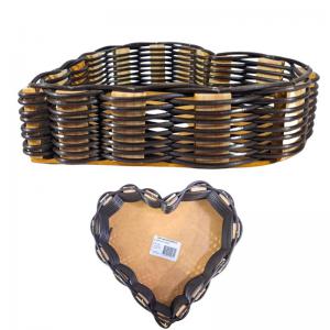 Cesta Coração Sem Alça Fibra Sintética Marrom Pequena 6X23X23Cm - Baeluan