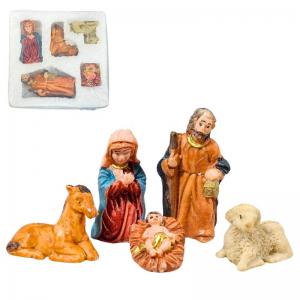 Presépio Mini Resina Natal 5 Peças Decoração