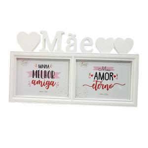 Porta Retrato Mãe Plástico Duplo 10X15 com Frase Horizontal Reto Branco - Sutt