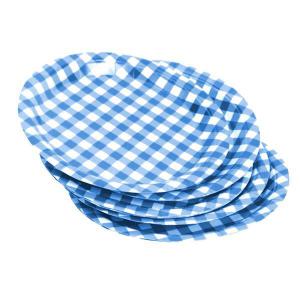 Prato Papel Cartão Xadrez Azul Escuro 18Cm Pequeno com 8 - Kaixote