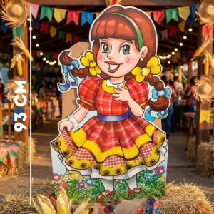 Display Cha Totem Decorativo Festa Junina Menina Caipira 93cm - Kaixote