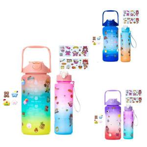 Kit Garrafa Multicolor Frases Motivacionais com 2 Peças 2000Ml/750Ml