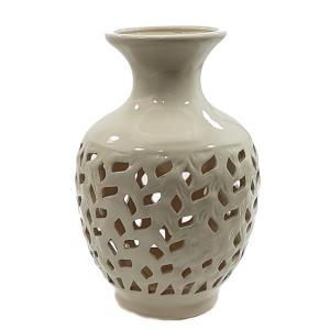 Vaso Cerâmica Primavera Off White Médio 30X18Cm