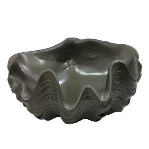 Floreira Cerâmica Concha Cimento Acetinado 12X30X25Cm