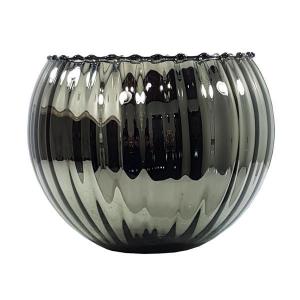 Vaso Decorativo Onix Espelhado Gg Vidro Rigado 22X30Cm