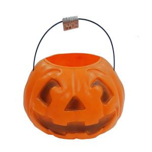 Abobora Halloween Plastico C/Alca Laranja 14X18Cm Grande