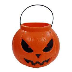 Abobora Halloween Plastico C/Alca Laranja Gd.mod2 20X15Cm Grande