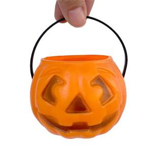 Abobora Halloween Plastico C/Alca Laranja Pq. 7,5X9Cm