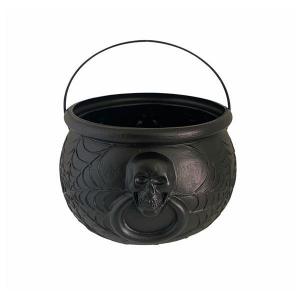 Enfeite Halloween Caldeirão Plástico da Bruxa com Alça Preto 7,5X9Cm