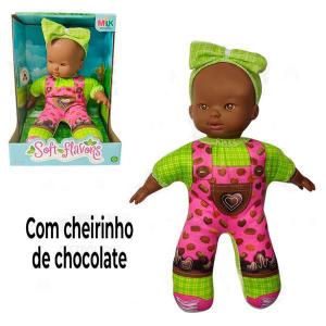Boneca de Pano Colecao Soft Flavors Chocolate Negra 30Cm