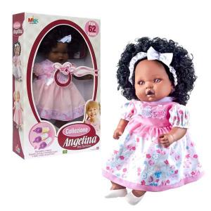 Boneca Bebe Colecao Angelina Negra Bela Bambina Fala 62 Frases 50Cm