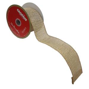 Fita Decorativa Aramada Lisa Ouro 6,3Cmx914Cm