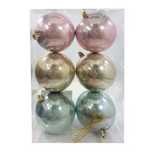 Bola Natal 80Mm Met.lisa Colorida Tons Pastéis com 6 Bolas