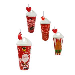 Copo de Plástico com Canudo Noel 450Ml