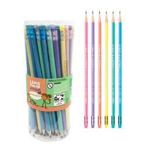 Lápis Preto Hb Triangular Pastel Borracha Kit 72