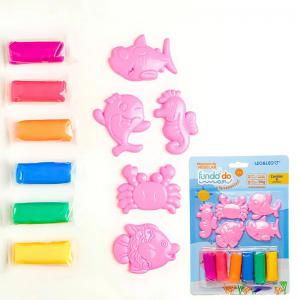 Kit Massa Modelar Fundo do Mar 6 Cores e 5 Moldes