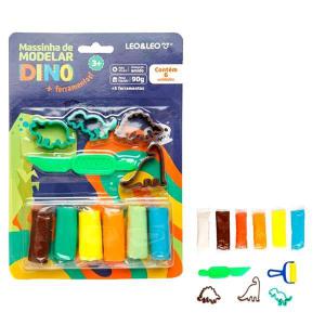Kit Massa Modelar Dino Amido 6 Cores 4 Moldes