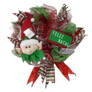 Guirlanda Natal Decorada Elfo com Placa