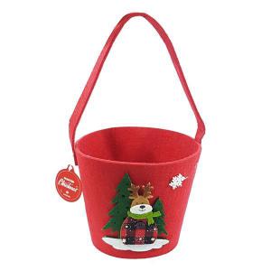 Cesto Natal Feltro Decorado com Alça Corte a Laser Vermelho 14X15Cm
