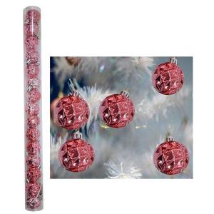 Bola Natal 30Mm Lisa Brilhante Rose com 15 Bolas