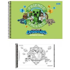Caderno Desenho Cartografia 80 Fls.capa Dura Sem Seda Espiral Minecraft Unidade