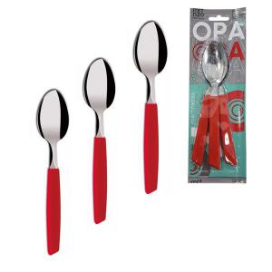 Colher de Mesa Inox Cabo Vermelho Opa 3 Peças
