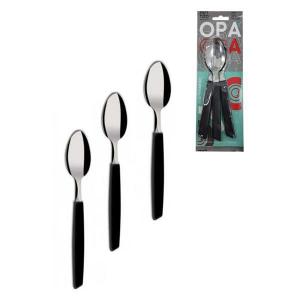 Colher de Mesa Aço Inox Cabo Preto Opa 3 Unidades