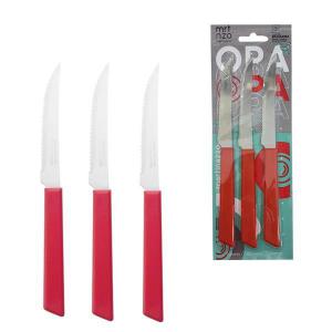 Jogo de Facas Opa Aço Inox Cabo Vermelho 3 Peças