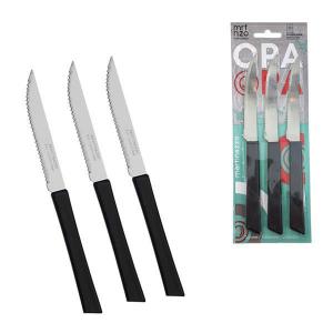 Conjunto 3 Facas de Mesa Aço Inox Cabo Preto Opa