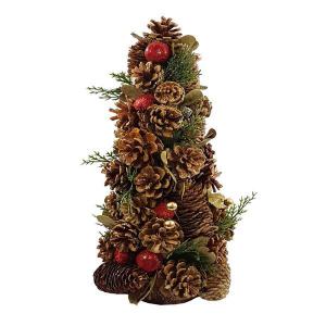 Enfeite Natal Arvore Decor. C/Pinhas e Folhagens Rustica Azul 42Cm