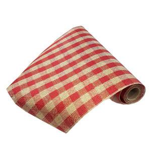 Fita Decor. Lonita Xadrez Vermelho Fio Dourado 300Cmx28Cm
