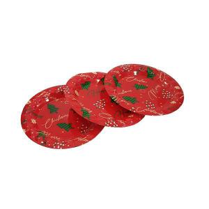 Prato Plastico Red.raso P/Sobremesa Decor.figuras Natalinas C/3 20Cm