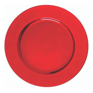 Sousplat Redondo Borda Lisa Vermelho 33Cm